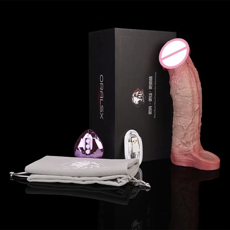 New Simulation Skin Silicone Dildo Sleeve for Men Vibrating Penis Extender Experience Realistic Feeling Easy to Wear
