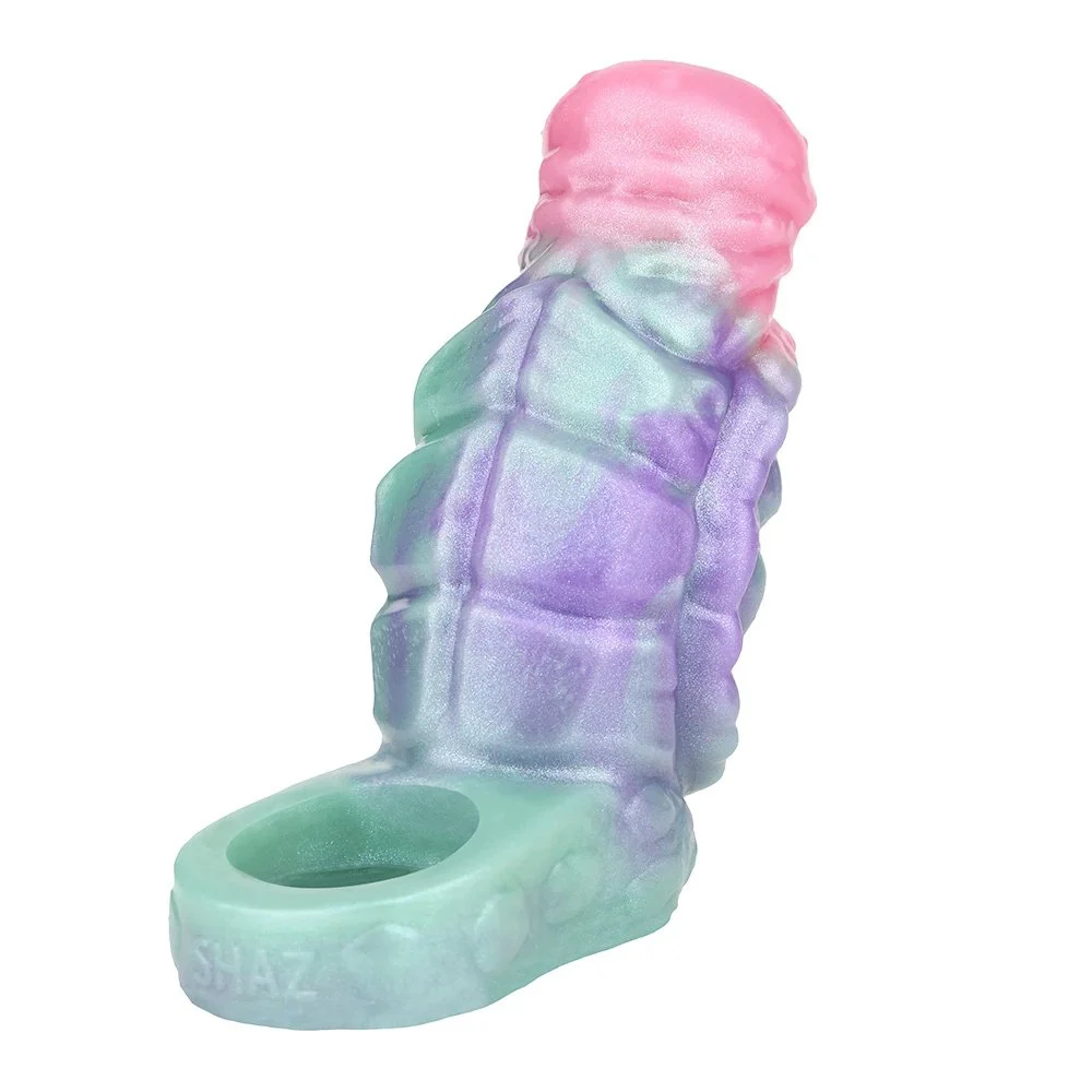 Galactic Charm Open Soft Silicone Penis Enlargement Sleeve Fantasy Monster Dildo Male Penis Extender Sex Toy