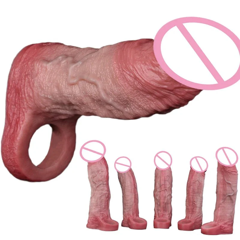 Multi-Types Closed Head Lifelike Glans Penis Sleeve Silicone Super Soft Adult Men Cock Ring Dick Extender Sex Toys for Men