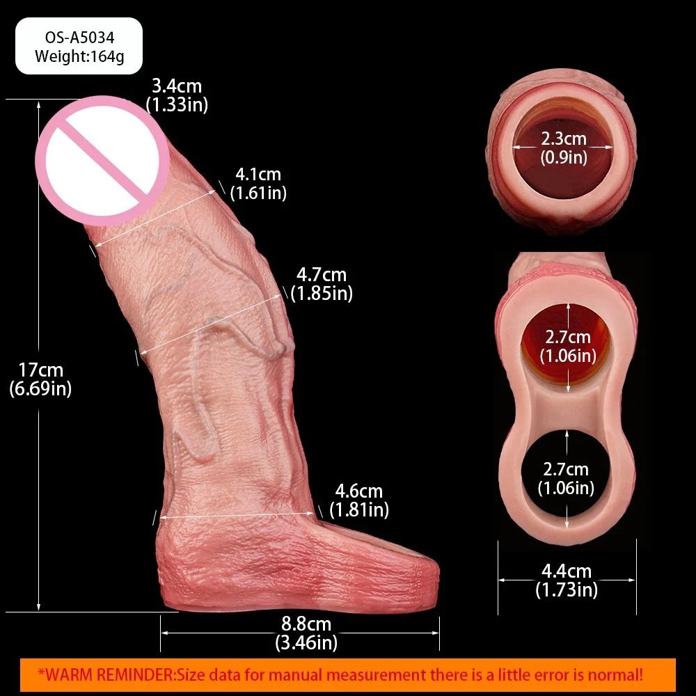 Penis Sleeve Cover Penis Ring Delay Ejaculation Silicone Inner Thread Design Penis Sleeve for Men Enlargement Sex Toy for Men