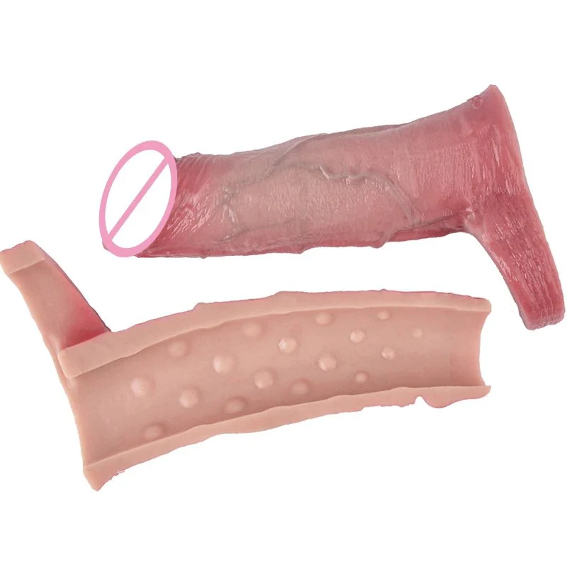 Head Opening 3D Precision Modeling Male Penis Condom Realistic Experience Feeling Simulation Enlargement Penis Phallus Condom