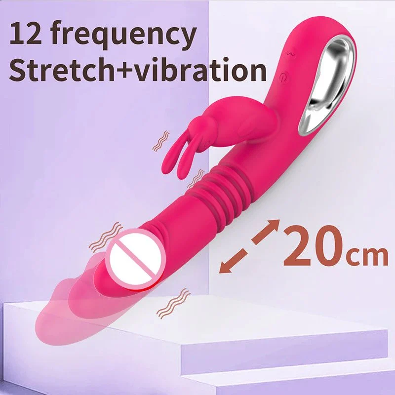 Female Sex Toy Heating Telescopic USB Charger Heating G Spot Clitoral Stimulator Rabbit Vibrator Thrusting