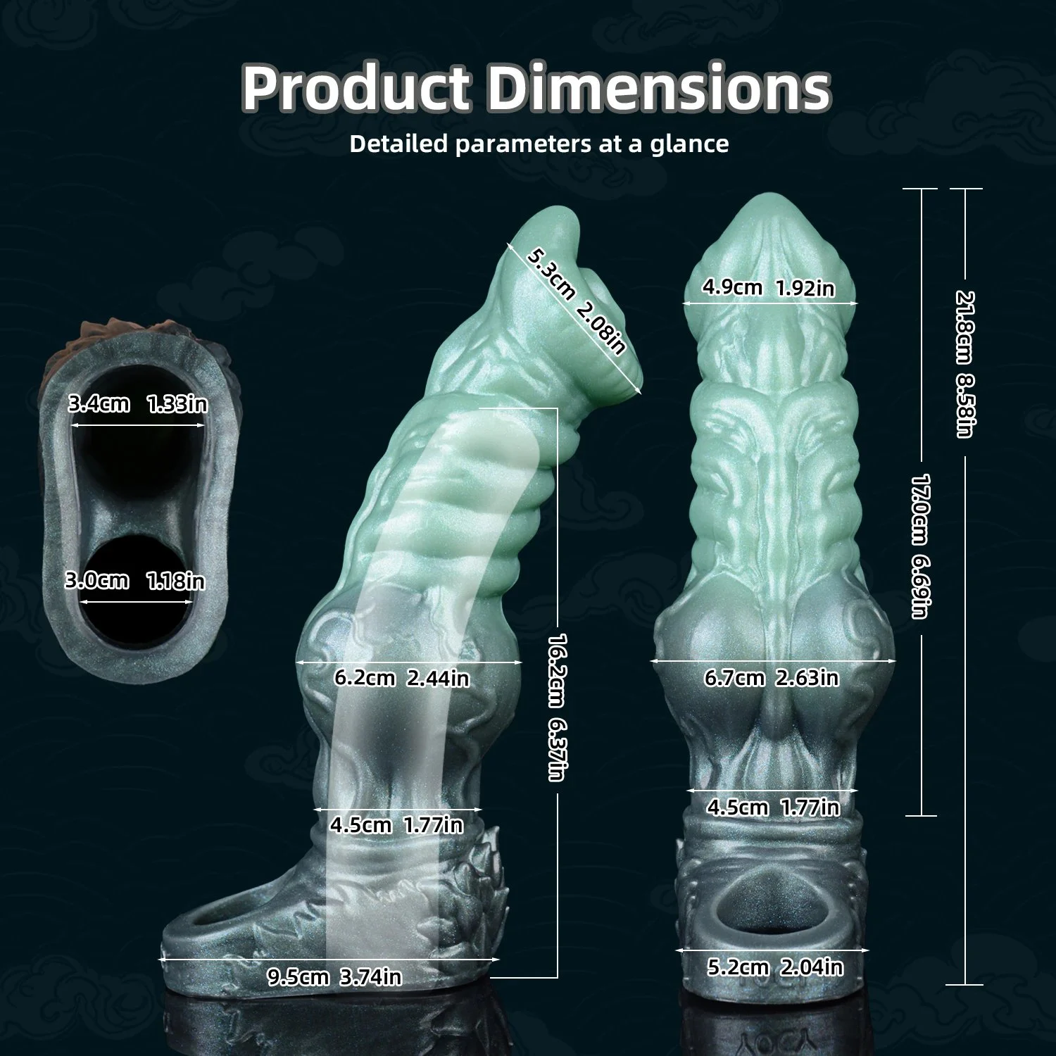 Frost Ridge Wolf King Oath Pulse 8.58in Silicone Penis Sleeve Closed-End Penis Sleeve for Couples' Intimate Toys