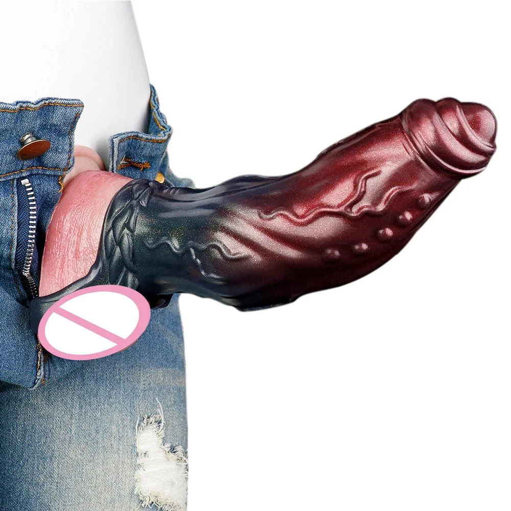 Male Penis Enlargement Sleeve Closed Sleeve Fantasy Monster Dildo Soft Silicone Penis Enlargement Couples Sex Toy
