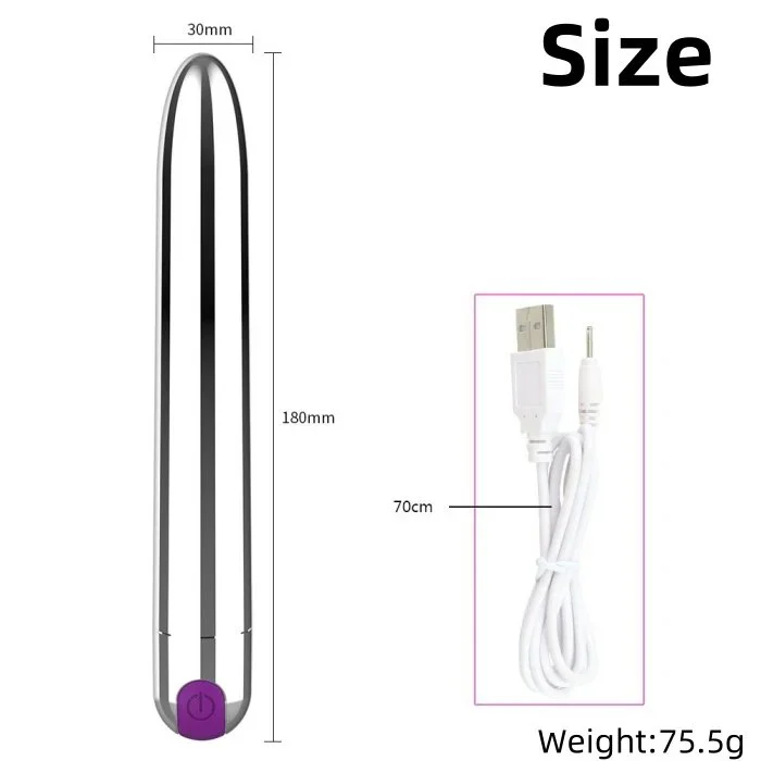 7 Inch Rechargeable USB Powered Mini Vibrator Dildo Long-Bullet Sex Toys for Adult Women's Clit Stimulation