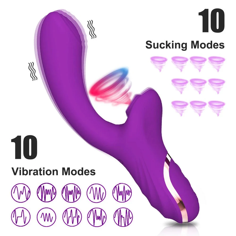 2 in 1 Powerful Clitoris Sucking Sex Vibrator G Spot Stimulator Vagina Dildo Vibrator for Women