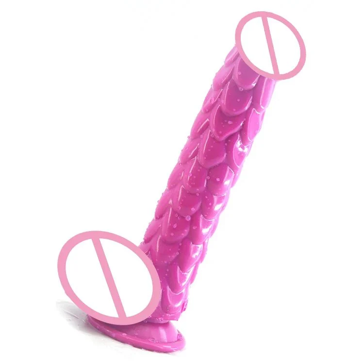 19cm Long Dragon Snake Skin Fish Scale Silicone Dildo Prostatic Massage Dragon Scale Dildo