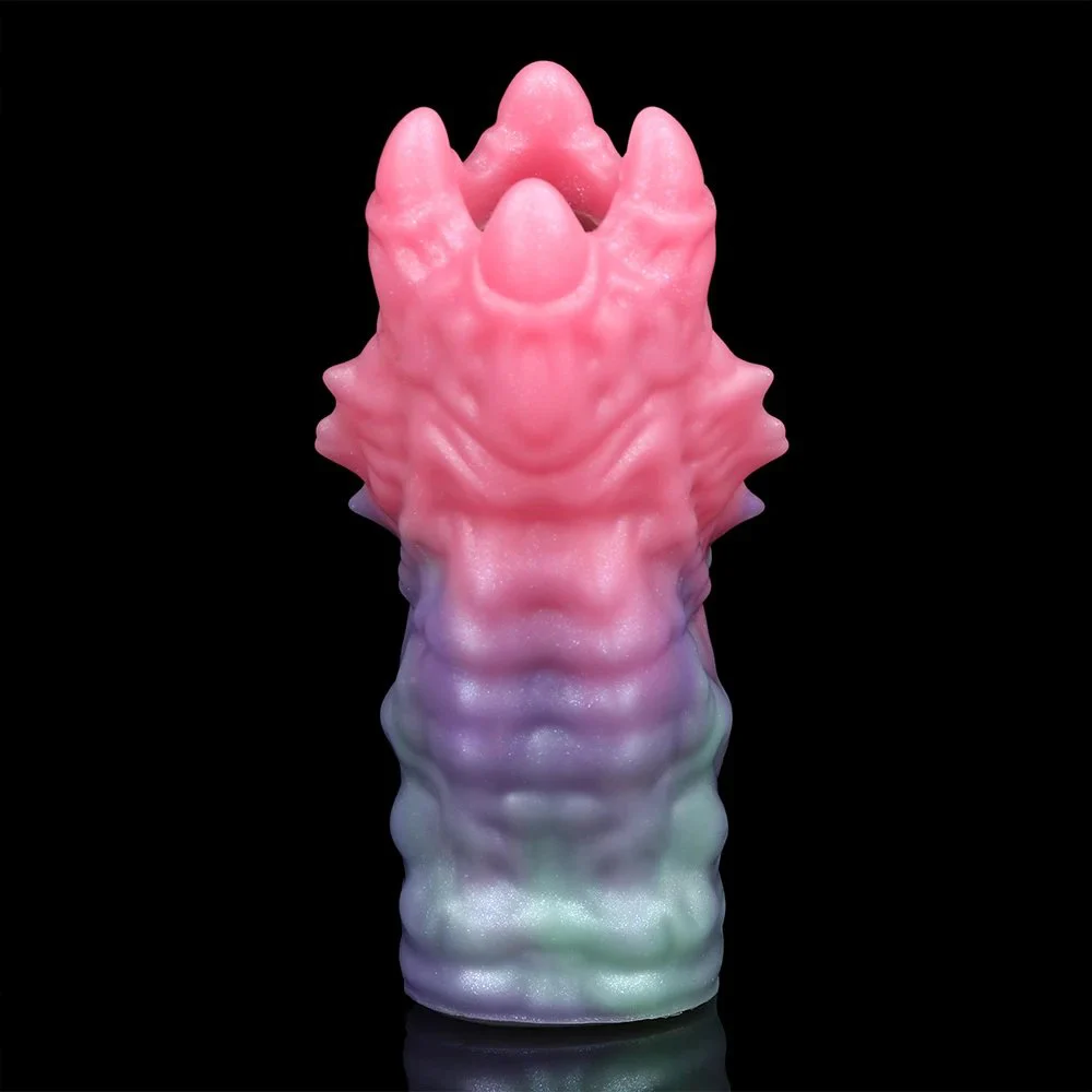 Fantasy Dragon Head Modeling Penis Monster Cock Sleeve Soft Sheath Stretchable Enlarge Sex Toys Dildo Sleeve for Male