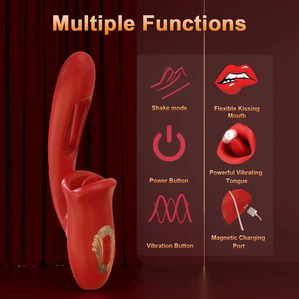 3 In1 Female Mouth Clitoral G-spot Stimulus Vibrator Adult Sex Toys Dildo Vibrator
