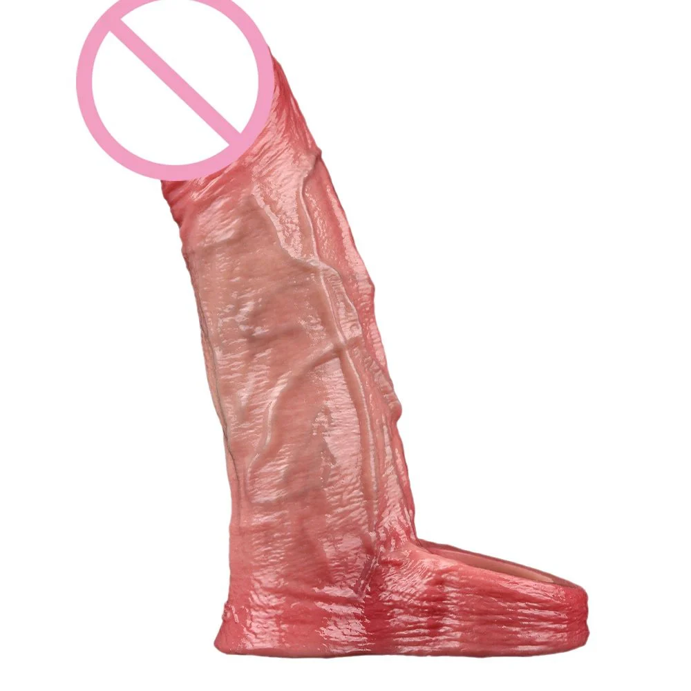 Large Size Realistic Liquid Silicone Soft Flexible Elastic Dildo Sleeve Penis Cock Sleeve Male Sex Toy Sheath Enlarge Penis
