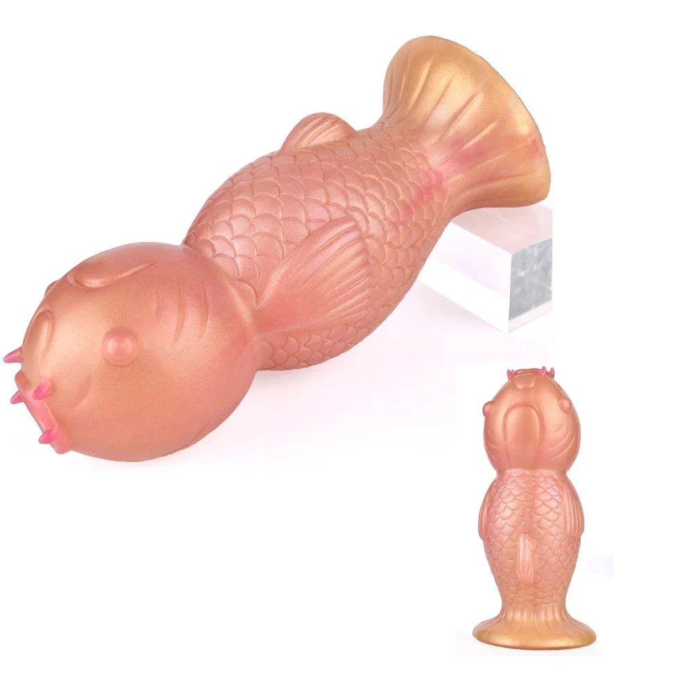 8 Inch Artificial Large Size Lifelike Fish Shape Anal Plug Soft Silicone Insertable Sex Toy Big Anal Dildos