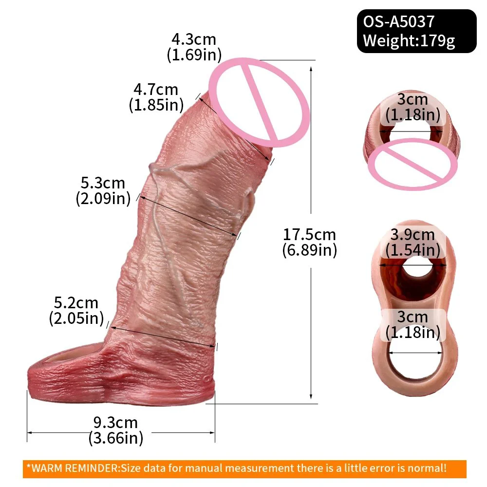 Liquid Silicone Penis Enlargement Thickened Extender for Man Girth Extender with Penis Ring for Ejaculation Delay