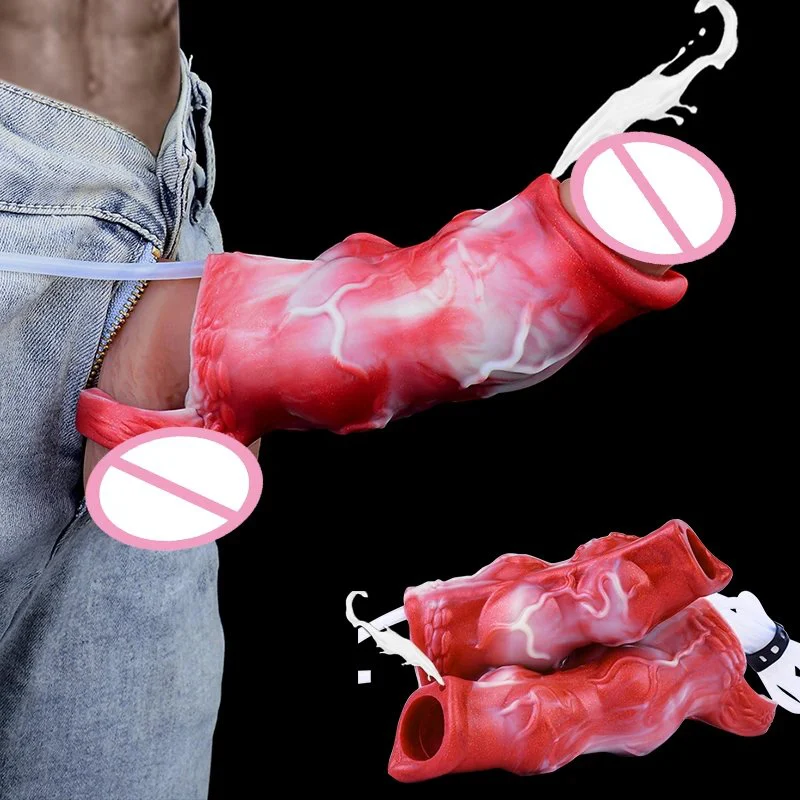 Extensions Penis Sleeve Male Enlargement Delay Ejaculation Cock Ring ,Squirting Penis Sleeve Sex Toys,Enlargement Sheath
