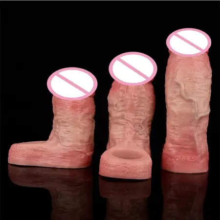 Open-head Silicone Hollow Dildo Male Penis Enlarge Sleeve Cock Cover 3 Sizes Dick Enlargement Sex Toys For Men