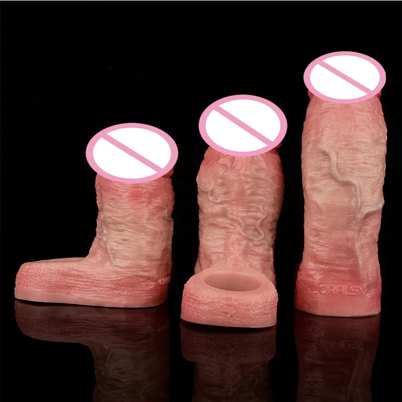 Open-head Silicone Hollow Dildo Male Penis Enlarge Sleeve Cock Cover 3 Sizes Dick Enlargement Sex Toys For Men