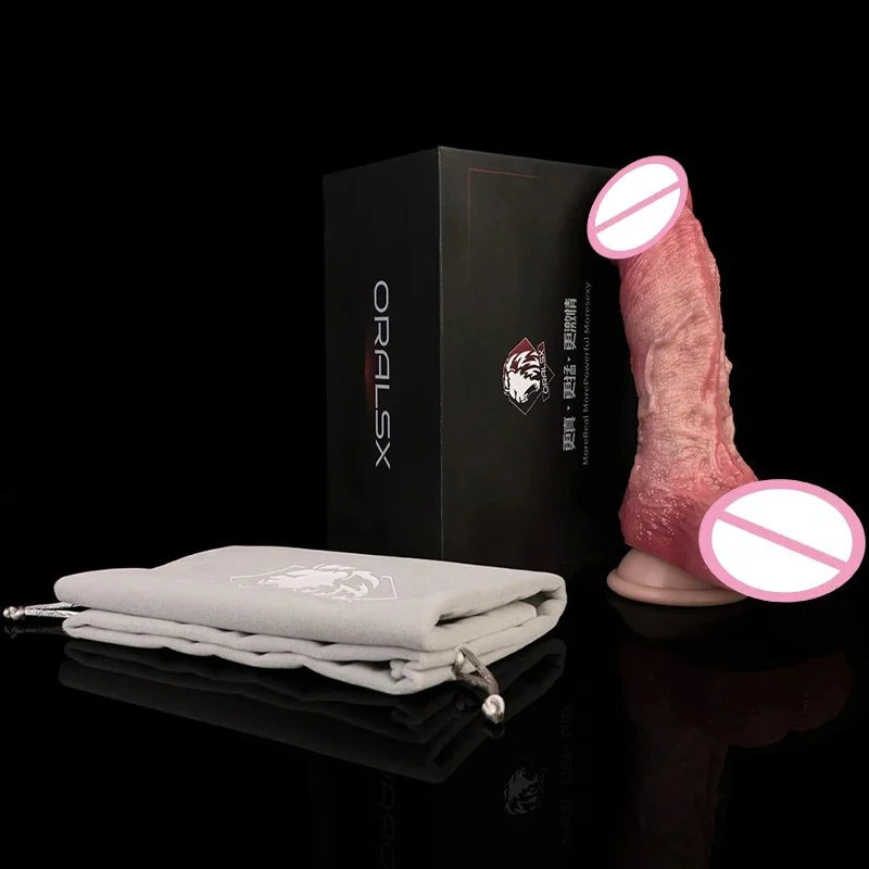 Experience a Realistic and Silicone Dildo Double-layer Craft Design with Suction Cups at the Bottom of the Adult Toys