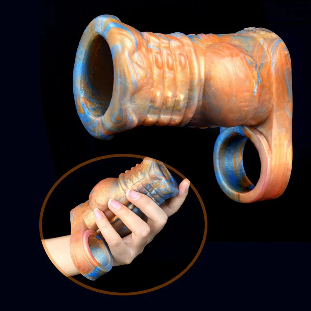 Liquid Silicone Sex Toy Cock Sleeves Condom Reusable Silicone Penis Sleeve for Men