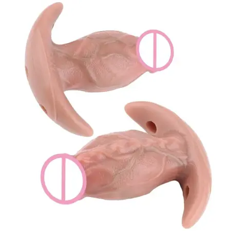 Placement of Skin Soft Liquid Silicone Anal Plugs, Adjustable and Removable Bondage Play Toys, Anal Plugs with Vibrators