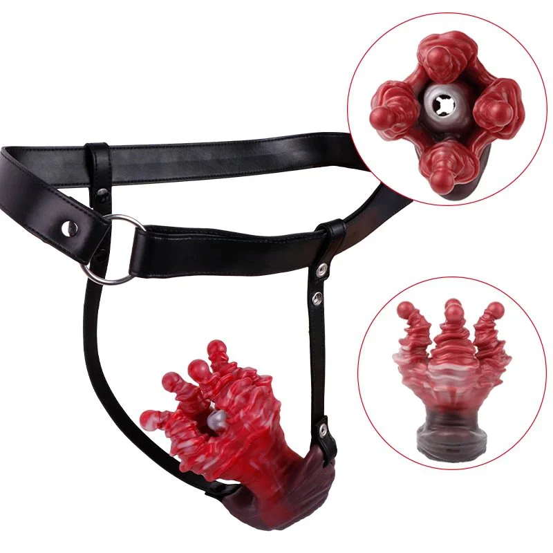 Red Glaze Fantasy Liquid Silicone Anal Expander Wearable Butt Plug Dual-Use Anal & Vaginal Adult Toy for 18+