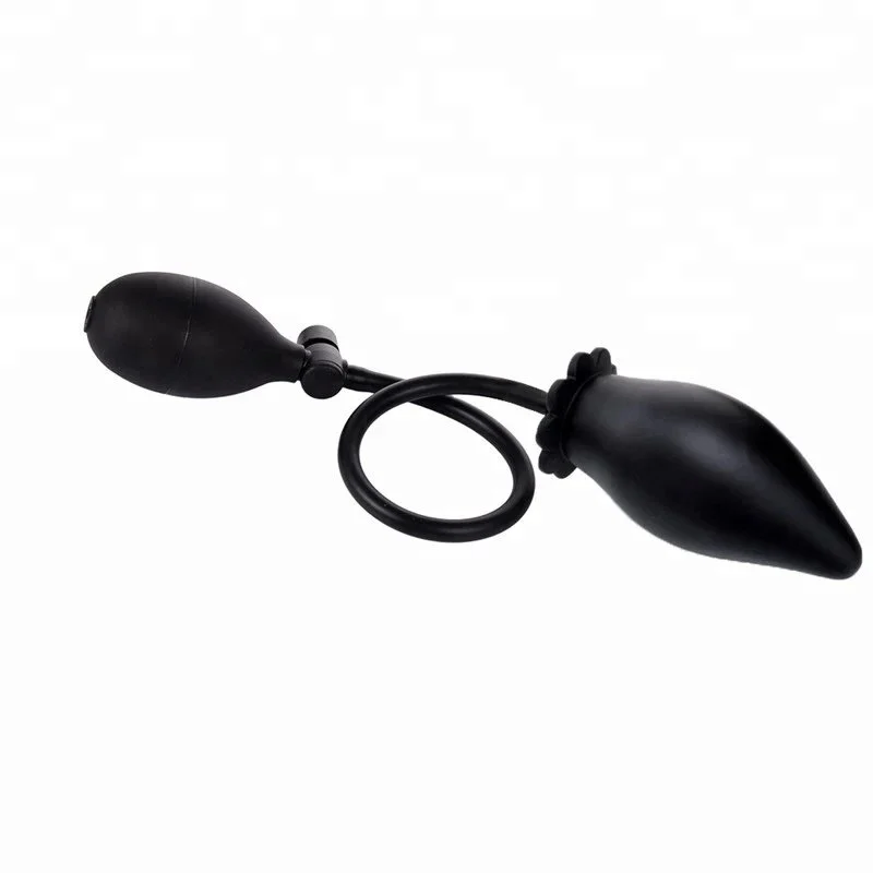 Unisex Tail Butt Plug Black Mini Size Inflation Anal Plug for Gay Anus Extension