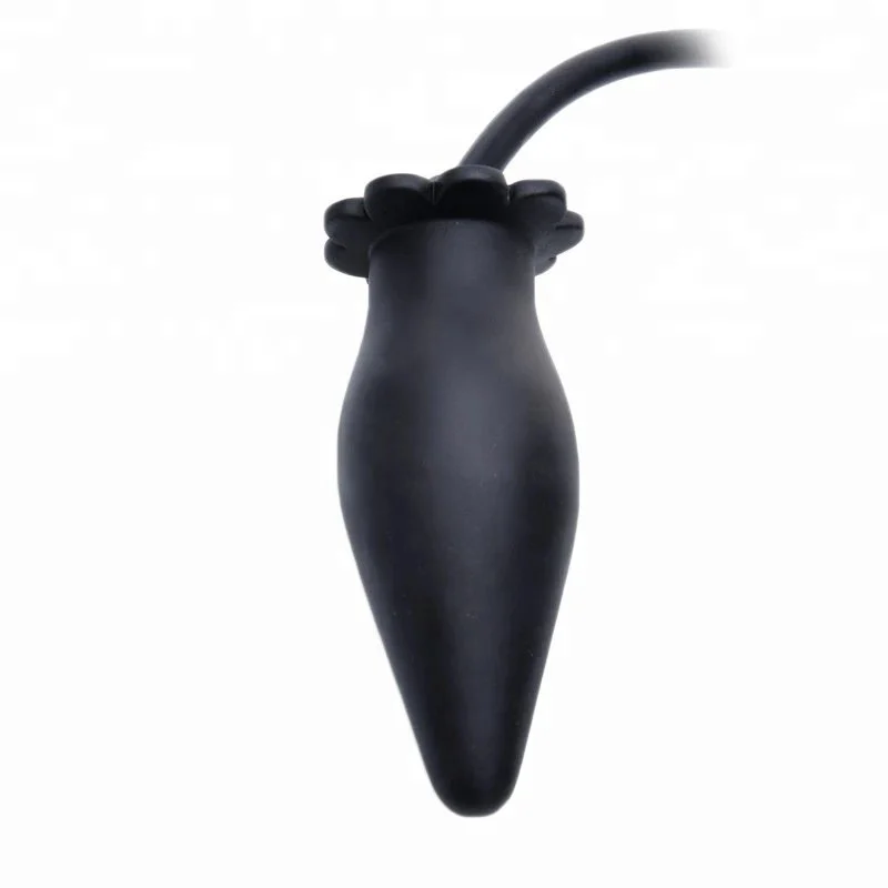 Unisex Tail Butt Plug Black Mini Size Inflation Anal Plug for Gay Anus Extension