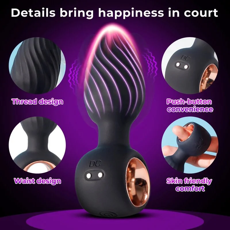 360° Rotation Adult Silicone Sex Toys Men's Prostate Massager and Anal Plug Vibrator with 9 Vibrating Functions