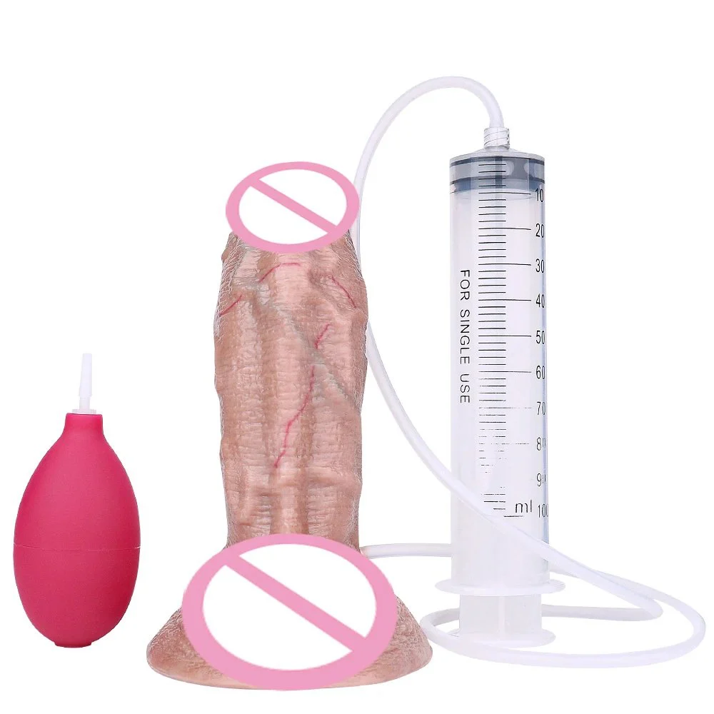 Thick Realistic Double Layer Dildo Ejaculating Sex Toy Flexible Silicone Life Like Cock for Woman Anal Orgsm Masturbator