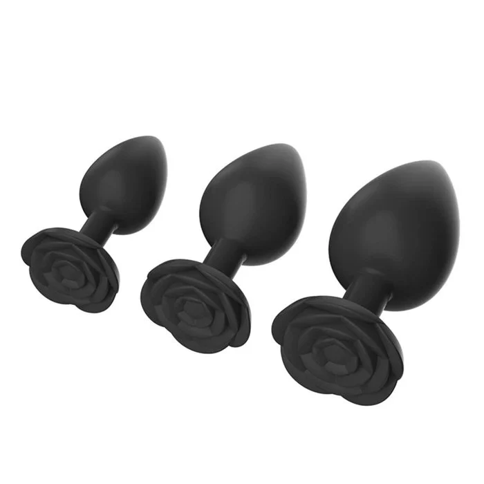 Rose Shaped Anal Plug Silicone and Stainless Steel Sex Toys for Men and Women for Cosplay & Vibrator Dildo
