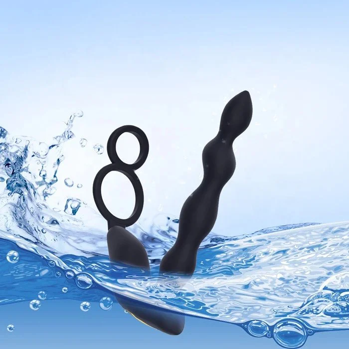 Silicone Wireless Remote Control 10-Frequency Anal Plug Double Penis Ring With Prostate Massage Vibrator for Men