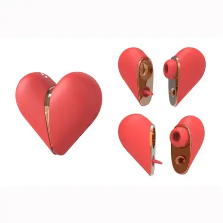 Double Function Clitoral Nipple Stimulator Tongue Licking Sucking Love Egg Heart Shape Vibrator for Women