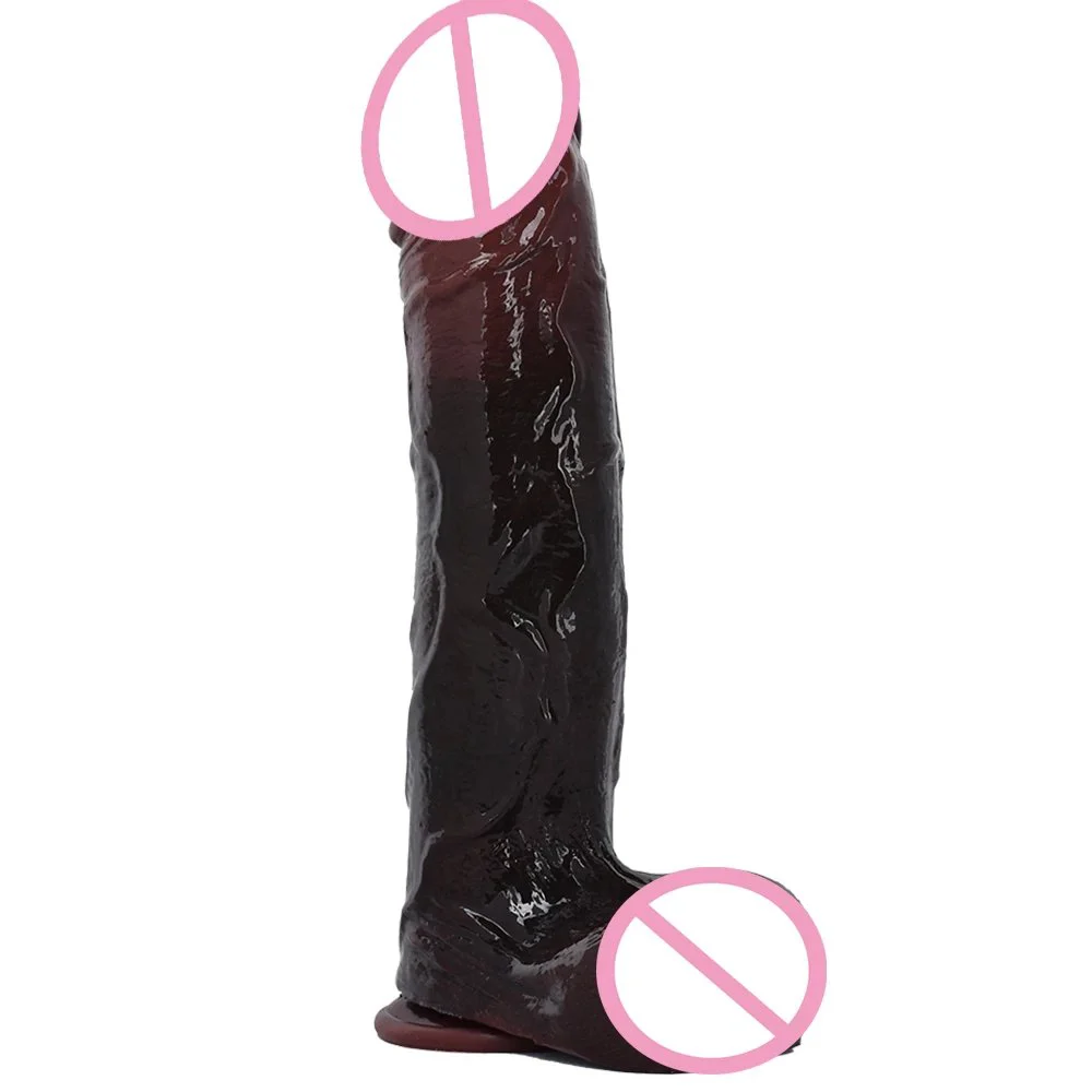 24CM Big Size Dark Realistic Vibrator Dildo Stimulate Vagina 10 Frequency Vibrator with Sucker Sex Toy for Women