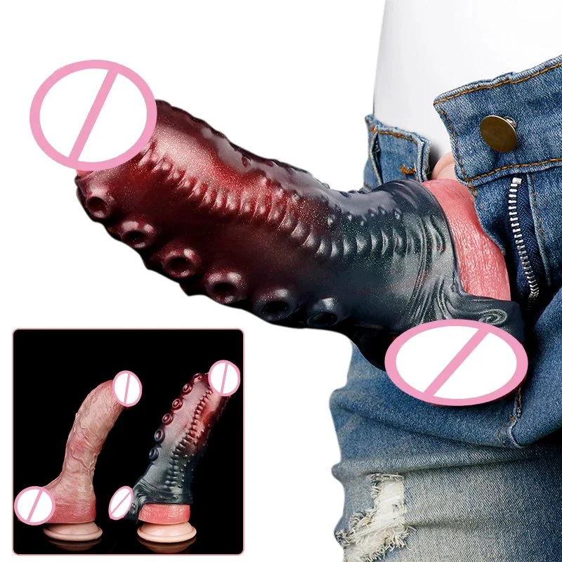 Monster Penis Sleeve Penis Enlarged Soft Male Penis Cover Experience Silicone Adult Dildo Cover for Men