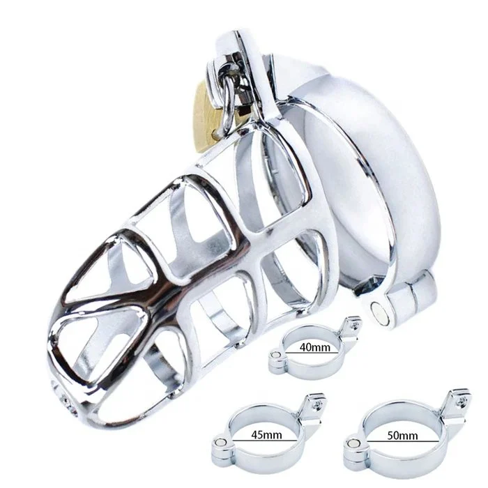 New Arrival Men's Stainless Steel Chastity Lock SM Device Adult Male Chastity Cage
