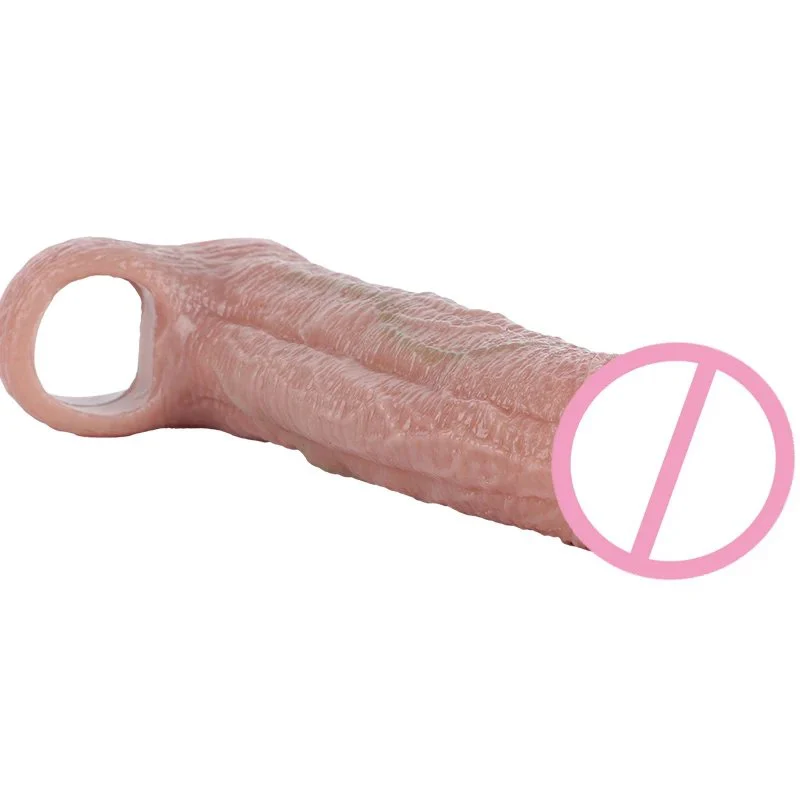 Reusable Penis Sleeve with Cock Ring,Open-Ended Ultra-Soft Silicone Cock Sleeve Penis Enlarger for Couple Men Adult Sex Toy