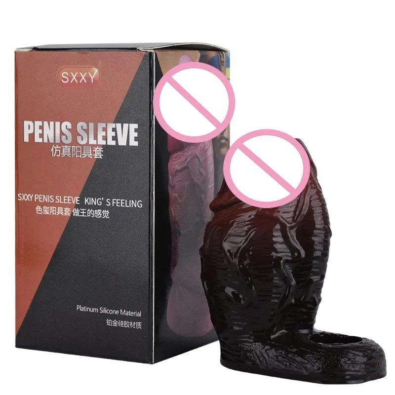 Penis Sleeve Big Knot,Big Knot Realistic Penis Sleeve Silicone Cock Enlargement Cover Sex Toy for Men Delay Ejaculation