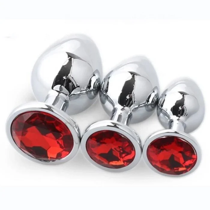 Sex Toys Stainless Steel and Silicone Metal Butt Plug Expander with Jewelry Anal Plug Set