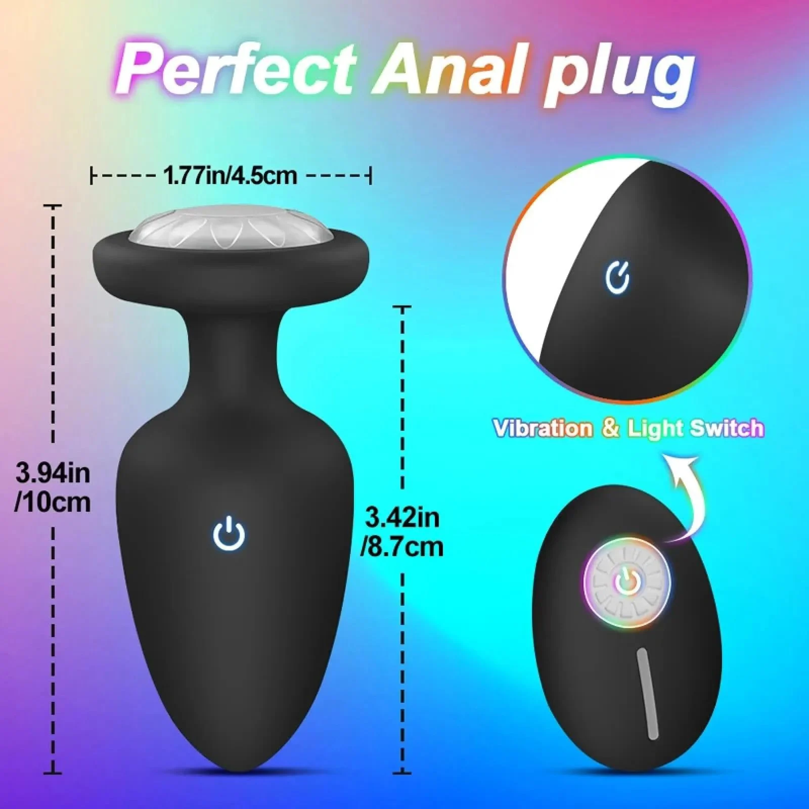 Wireless Remote Control USB Rechargeable Silicone LED Light up Plug Anal Vibrator Glowing Vibrating Butt Plugs for Couples Men