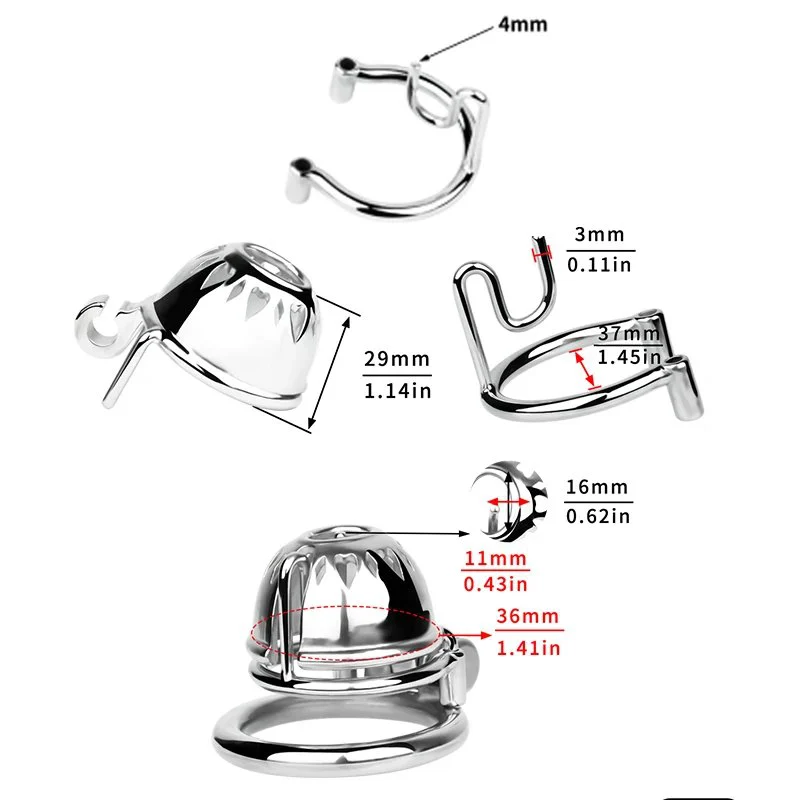 Metal Male Penis Restraint Chastity Cage Silver Glossy Built-In Penis Lock Erotic Toys for Male