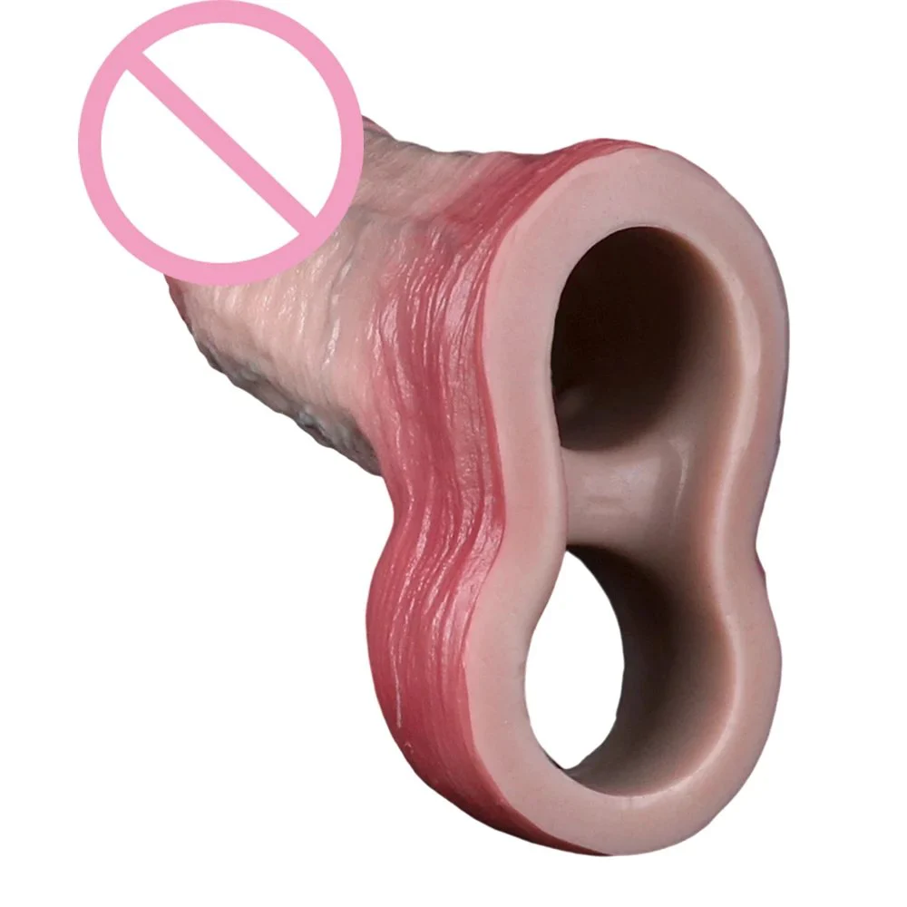 Medical Grade Silicone Male Penis Extender Closed Mouth Design Easy to Wear Dildo Sleeve Experience Realistic Feeling