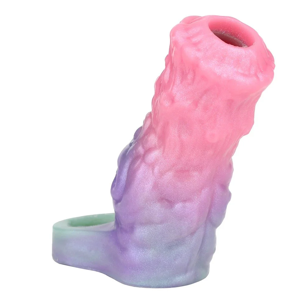 Male Penis Extender Open Soft Silicone Penis Enlargement Sleeve Galactic Charm Fantasy Monster Dildo Sex Toy