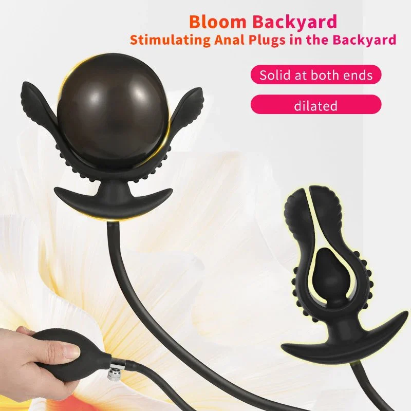Silicone Expandable Anal Plug and Prostate Massager Inflatable Butt Plug Stimulator Sex Toy for Women and Men