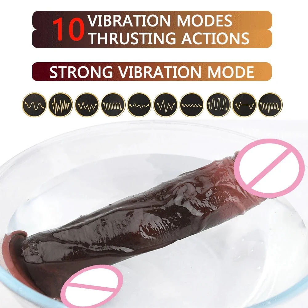 24CM Big Size Dark Realistic Vibrator Dildo Stimulate Vagina 10 Frequency Vibrator with Sucker Sex Toy for Women