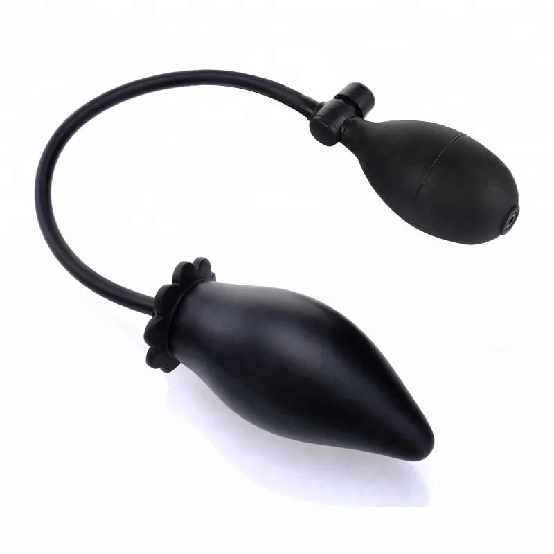 Unisex Tail Butt Plug Black Mini Size Inflation Anal Plug for Gay Anus Extension