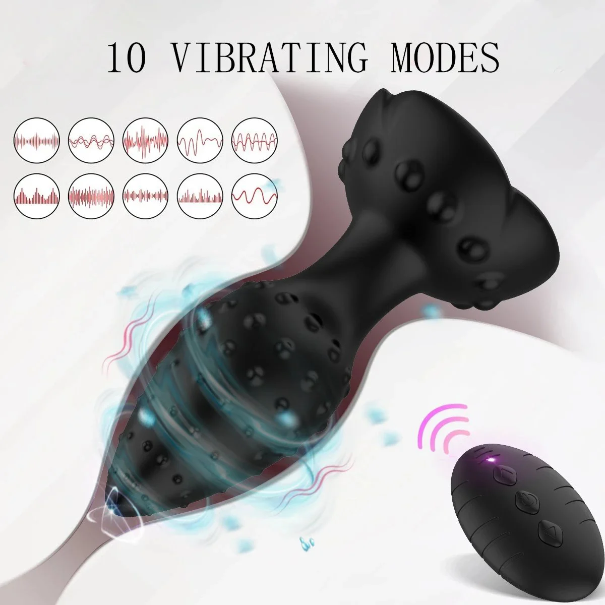 Silicone Rear Court Anal Plug with 10 Frequency Vibration and Remote Control Anal Sex Toy for Women