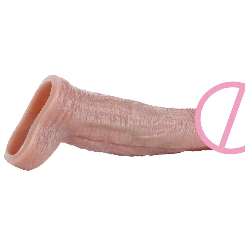 Reusable Penis Sleeve with Cock Ring,Open-Ended Ultra-Soft Silicone Cock Sleeve Penis Enlarger for Couple Men Adult Sex Toy