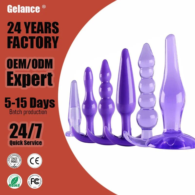 Silicone Six-Piece Purple Anal Plug Set Waterproof Butt Plug Trainer Kit Prostate Massager Dildo Sex Toys Anus