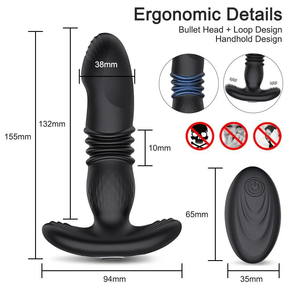 Adult Silicone Sex Toys Electric Shock Pull Anal Plug Back Chamber Vibration Masturbation Massager Shock Stimulation