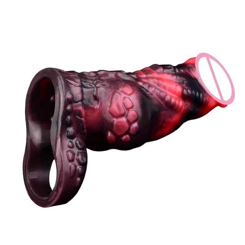 Male Penis Condom with Vibration Function, Effective Penis Length Extension Vibrating Dildo Soft Silicone Material