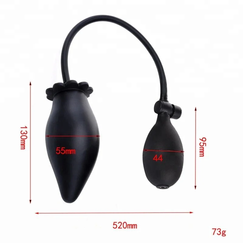 Unisex Tail Butt Plug Black Mini Size Inflation Anal Plug for Gay Anus Extension