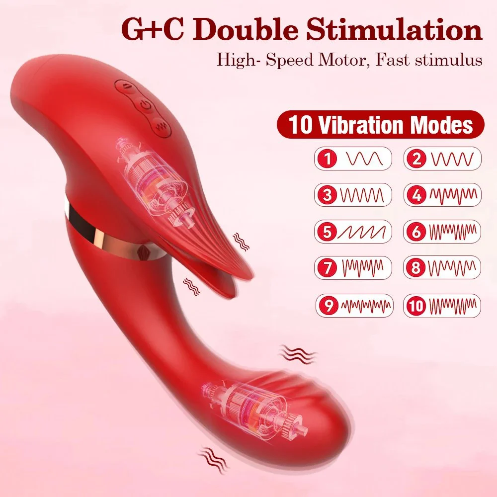 Gelance 3-in-1 Silicone Rabbit Vibrator Dildo TPE Clitoris Licking Thrusting Adult Toys for Women Licking & Sucking Features